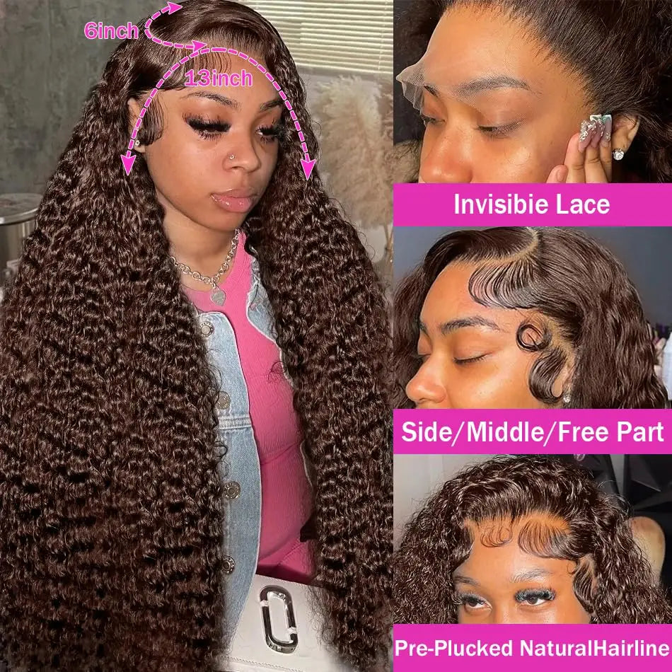 Curly Wigs Lace Front Wig Chocolate Brown