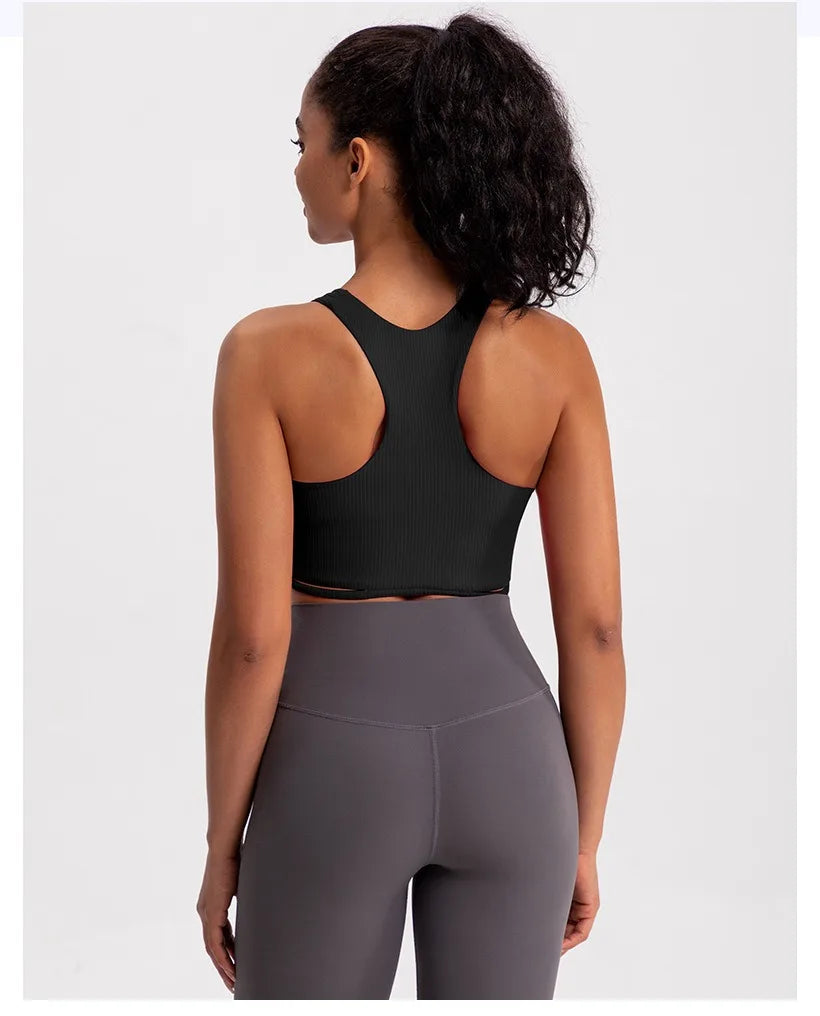 Yoga Tank Top Ribbed Fitness Yoga Underwear Women's Sports