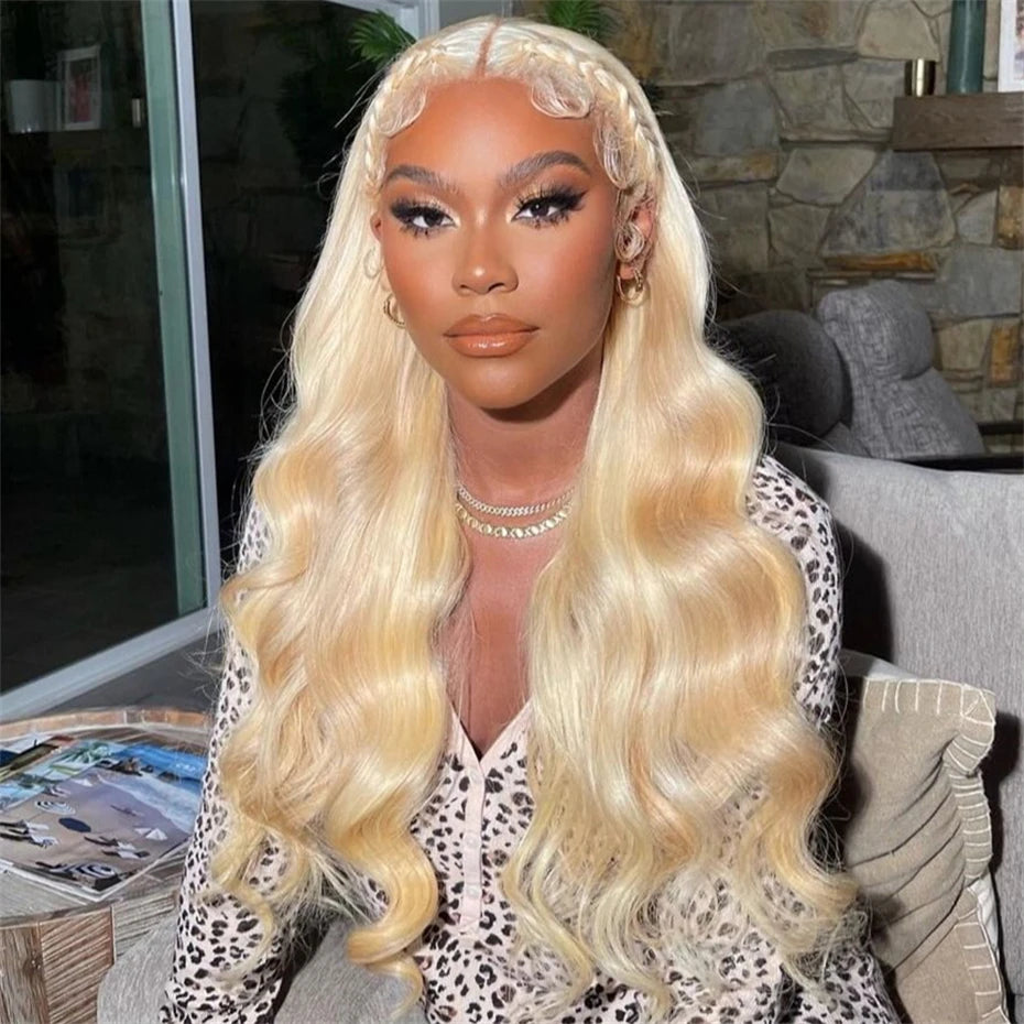 13x6 Highlight Ash Blonde Wigs Human Hair Brazilian Body Wave