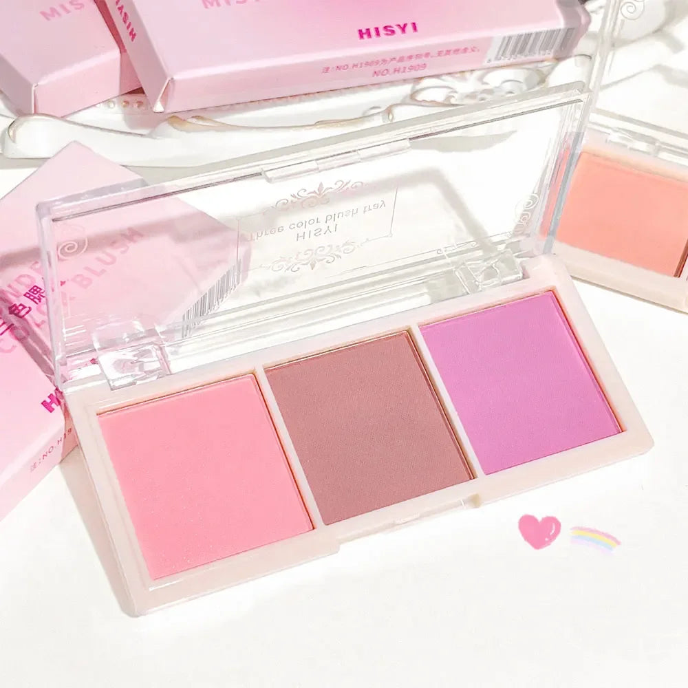 3-Color Cheek Red Plate Nude Makeup Natural Matte