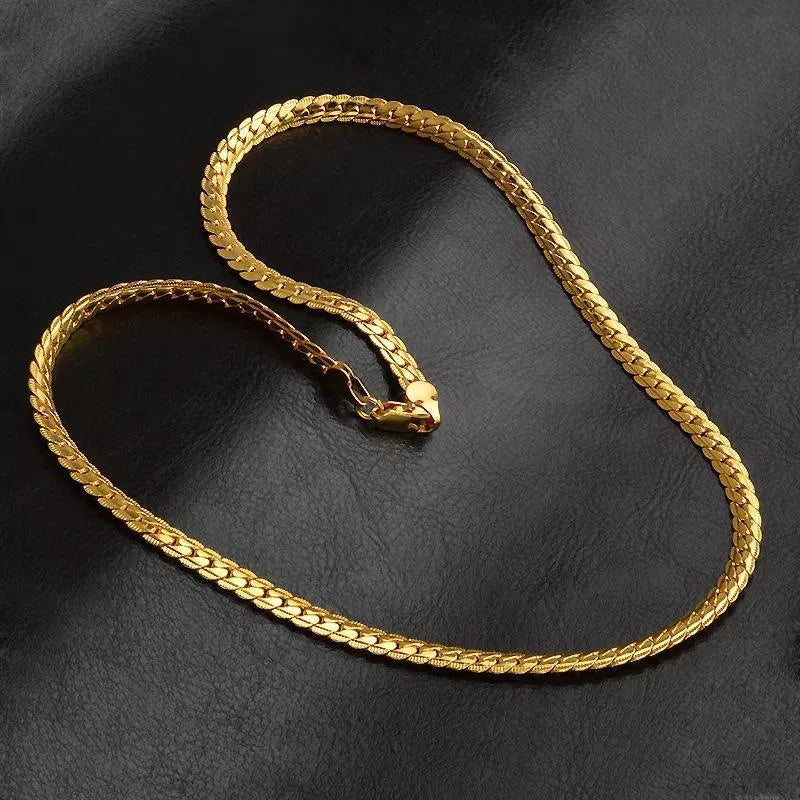 Silver 18K Gold Color 5MM Chain Bracelets Neckalce