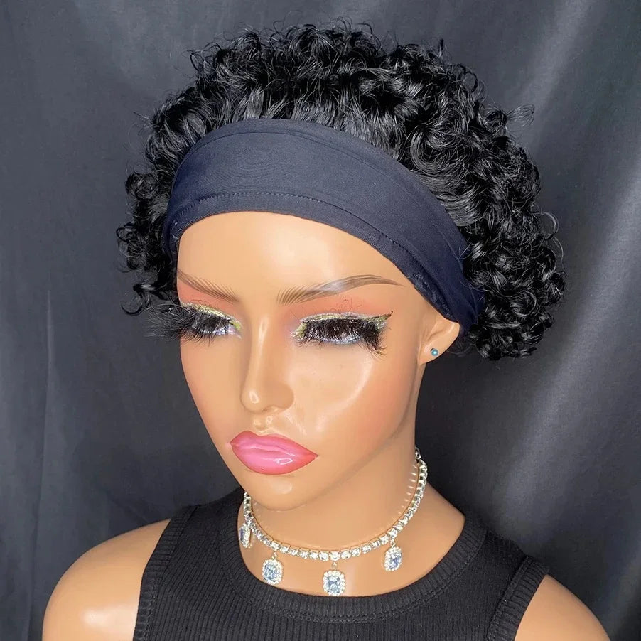 100% Human Hair Headband Wigs Short
