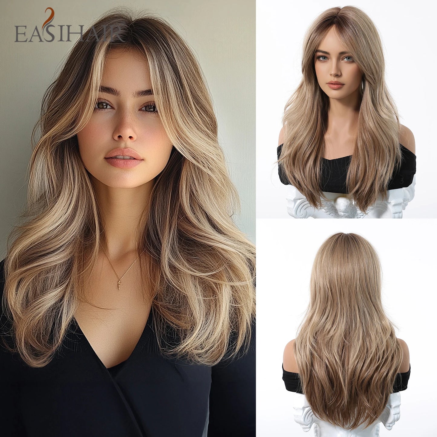 Medium Length Wavy Synthetic Wigs