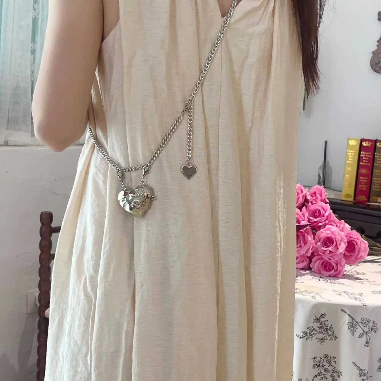 Luxury Small Bling Heart Shape Silver Evening
