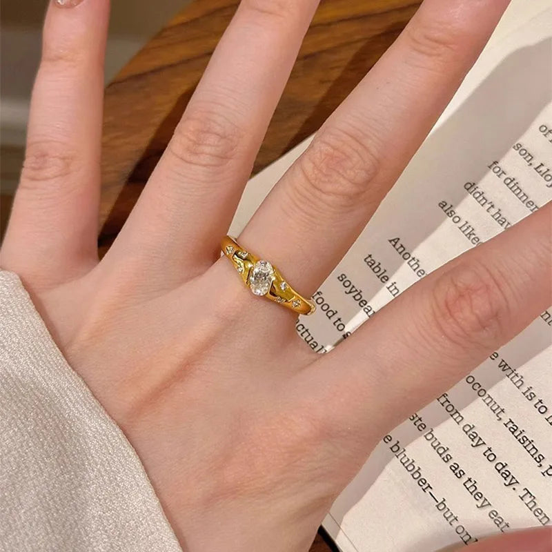 Sparkling Ellipse Zircon Ring For Women Couples