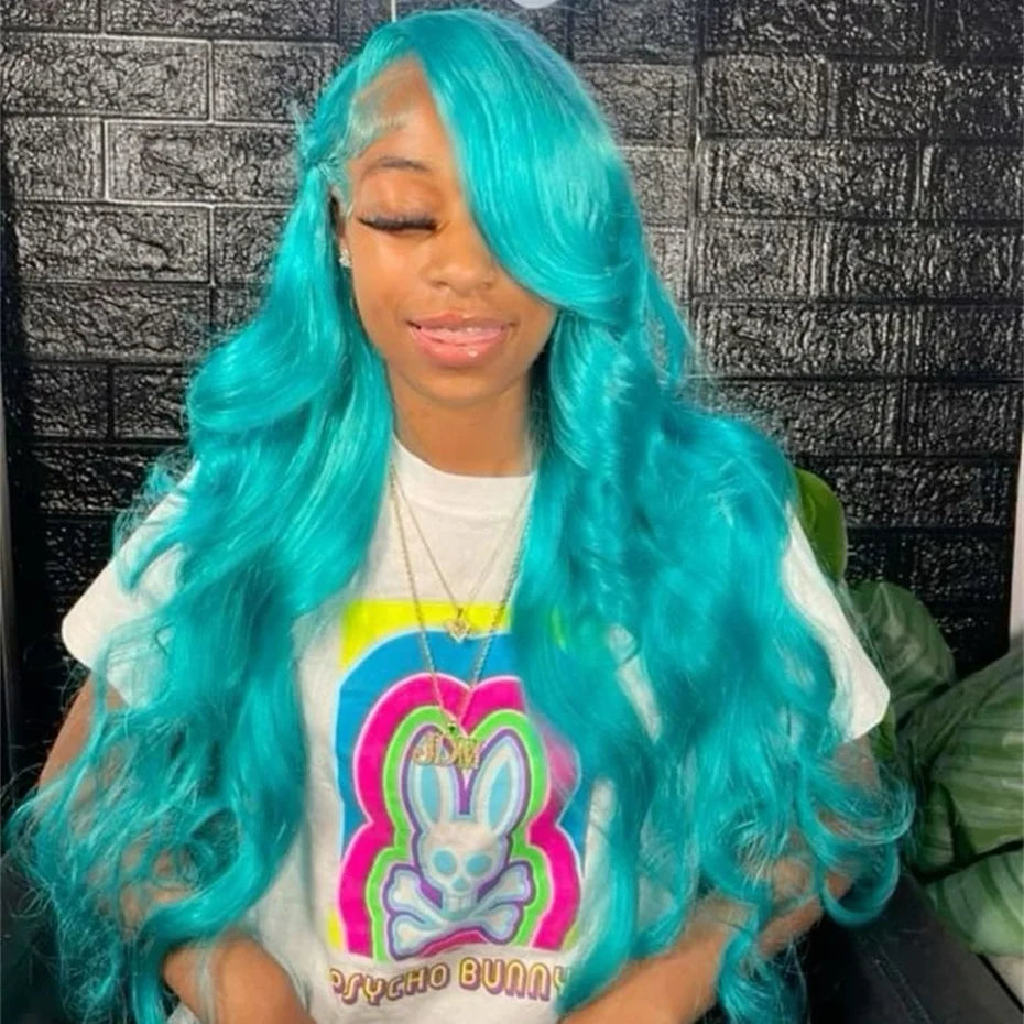 13x6 Teal Ocean Blue Lace Front Wig