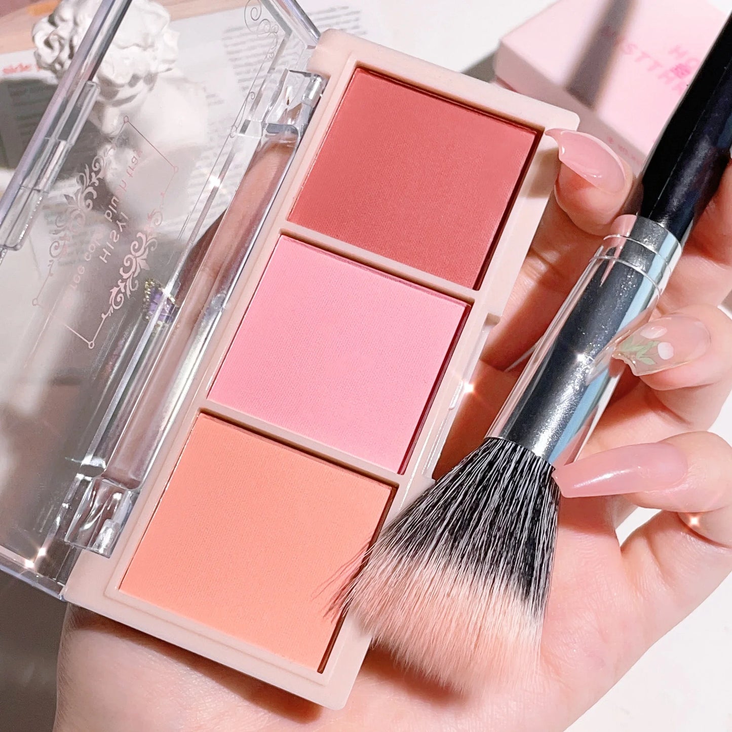 3-Color Cheek Red Plate Nude Makeup Natural Matte