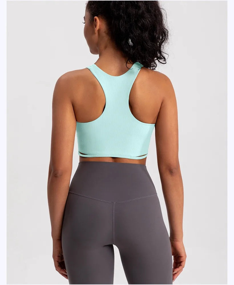 Yoga Tank Top Ribbed Fitness Yoga Underwear Women's Sports