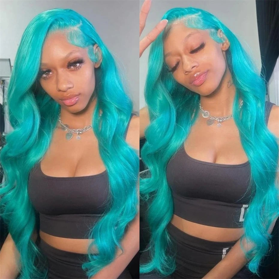 13x6 Teal Ocean Blue Lace Front Wig