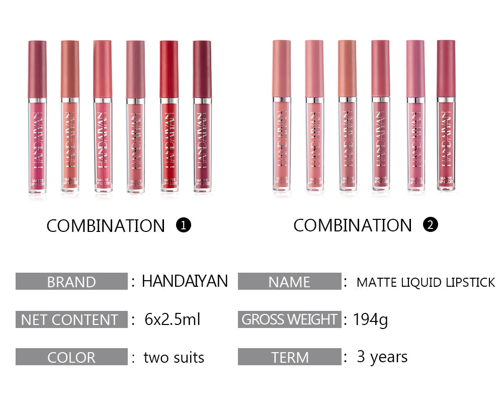 Set of 6 NonStick Cup Liquid lipstick , Long-Lasting Lip