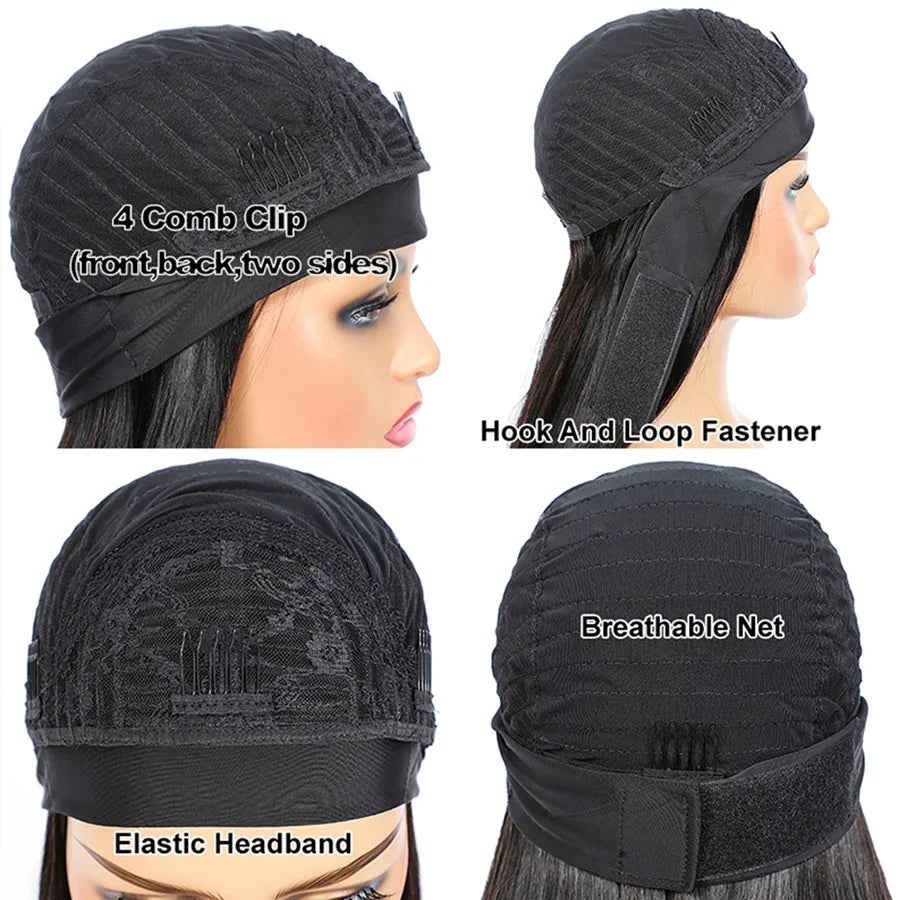 100% Human Hair Headband Wigs Short