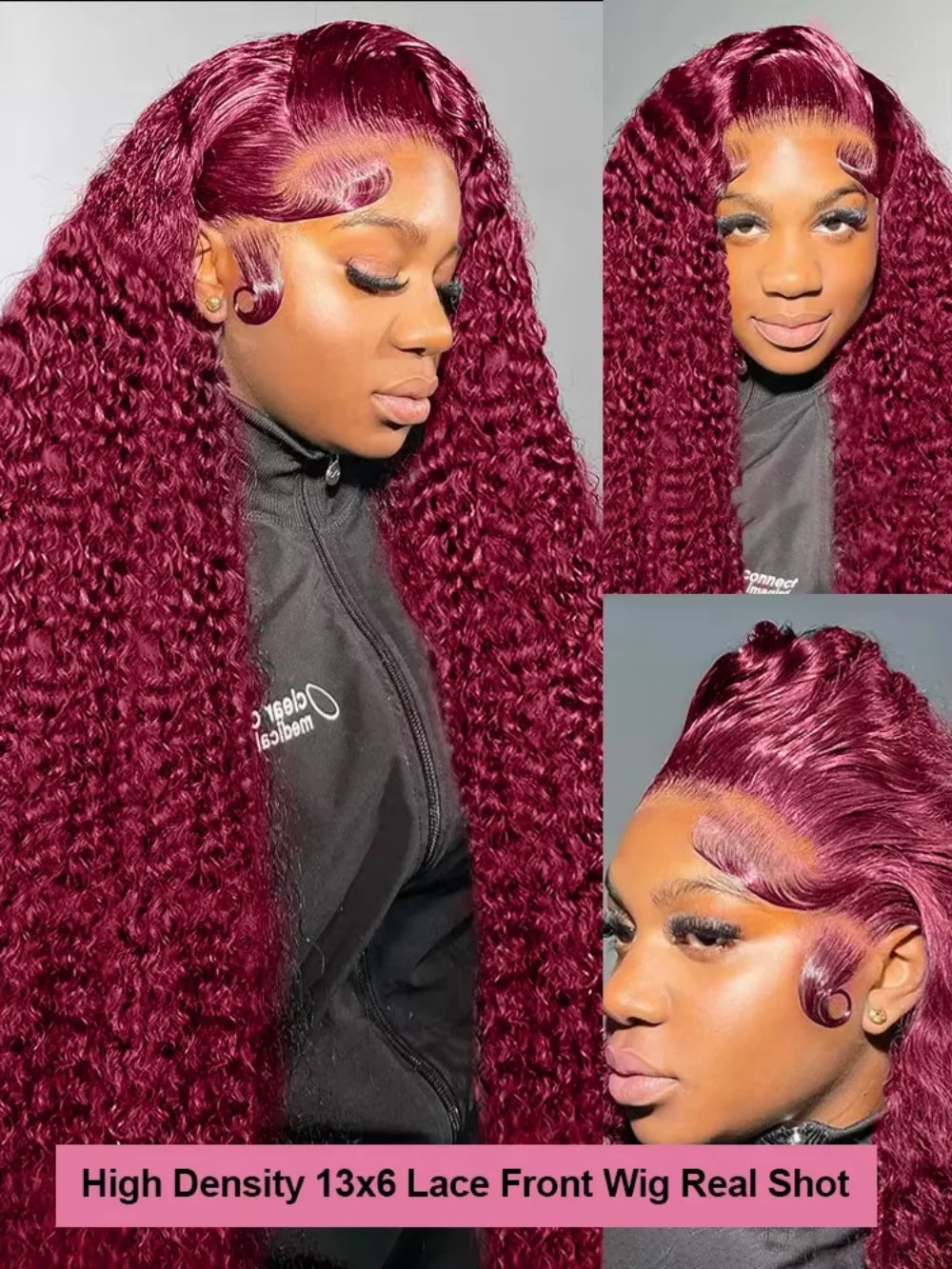 Red Colored Burgundy 99J Deep Wave 13x4 13x6