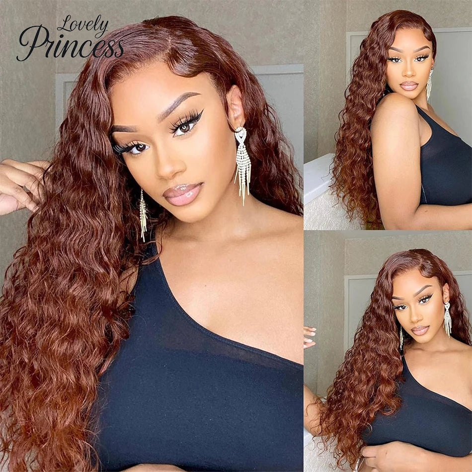 30 40 Inch Reddish Brown 13x6 Lace Frontal Wig 250 Density Colored Curly Wigs