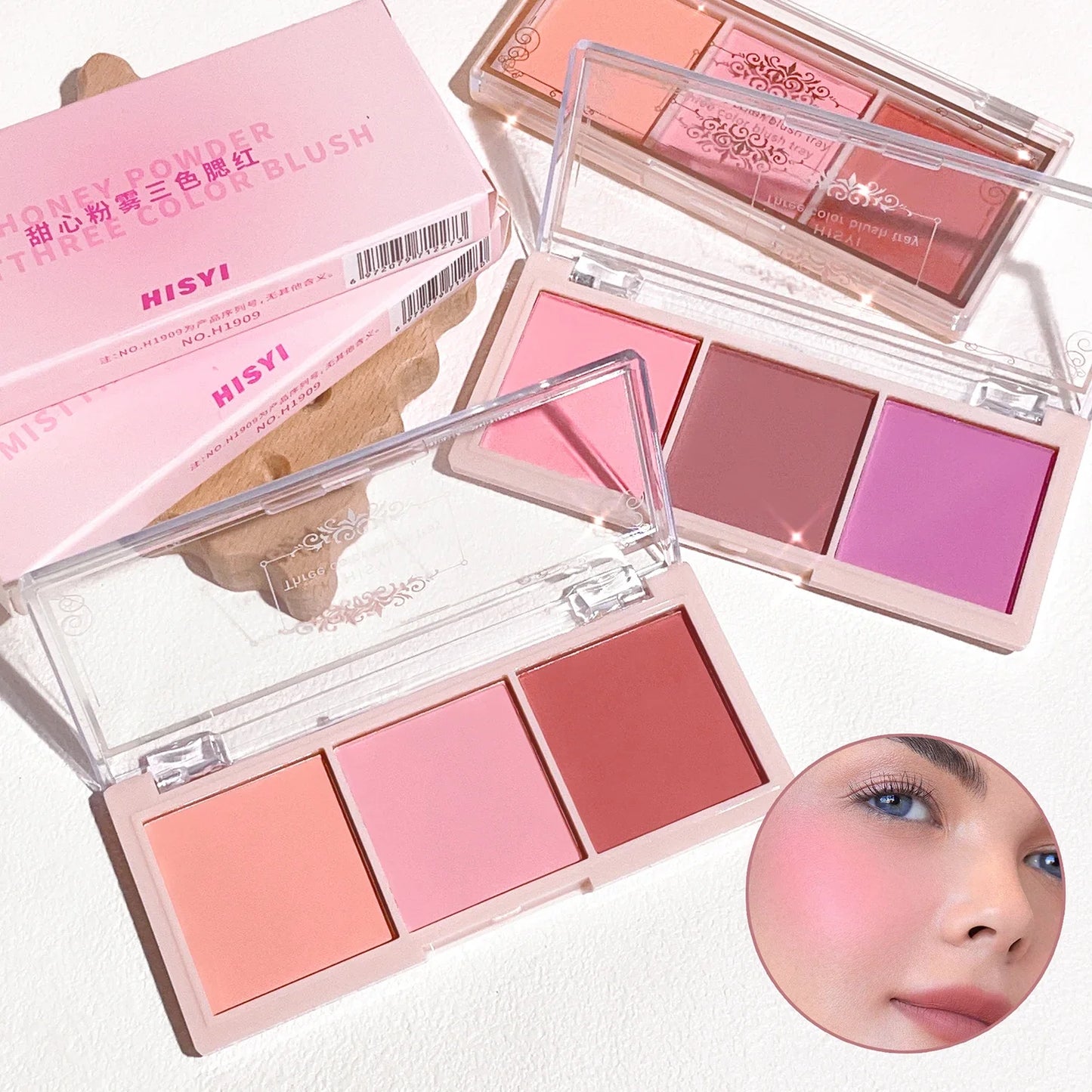 3-Color Cheek Red Plate Nude Makeup Natural Matte