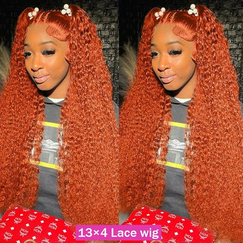 13x6 Hd Colored Ginger Orange Curly Lace Frontal