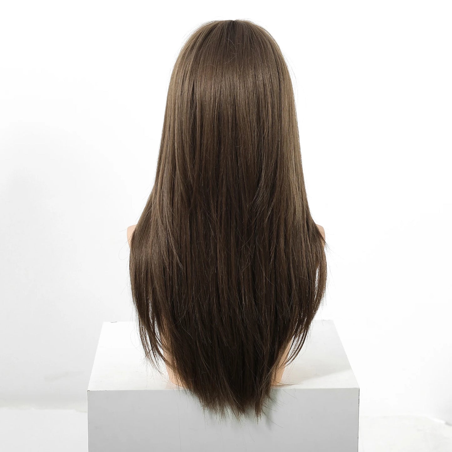 EASIHAIR Brown Straight Layered Wigs for Women Long Natural Hair