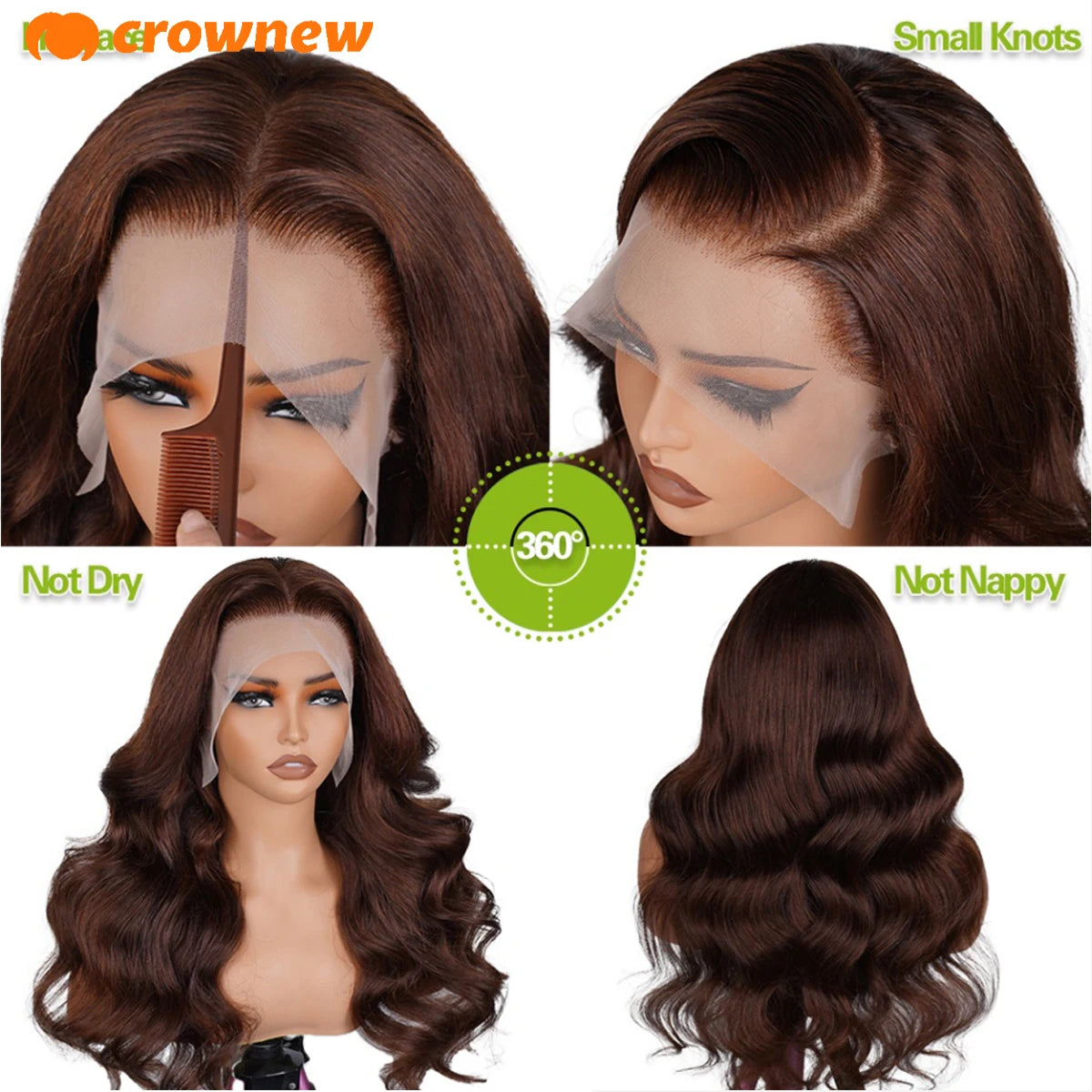Chocolate Brown Lace Front Wig Human Hair