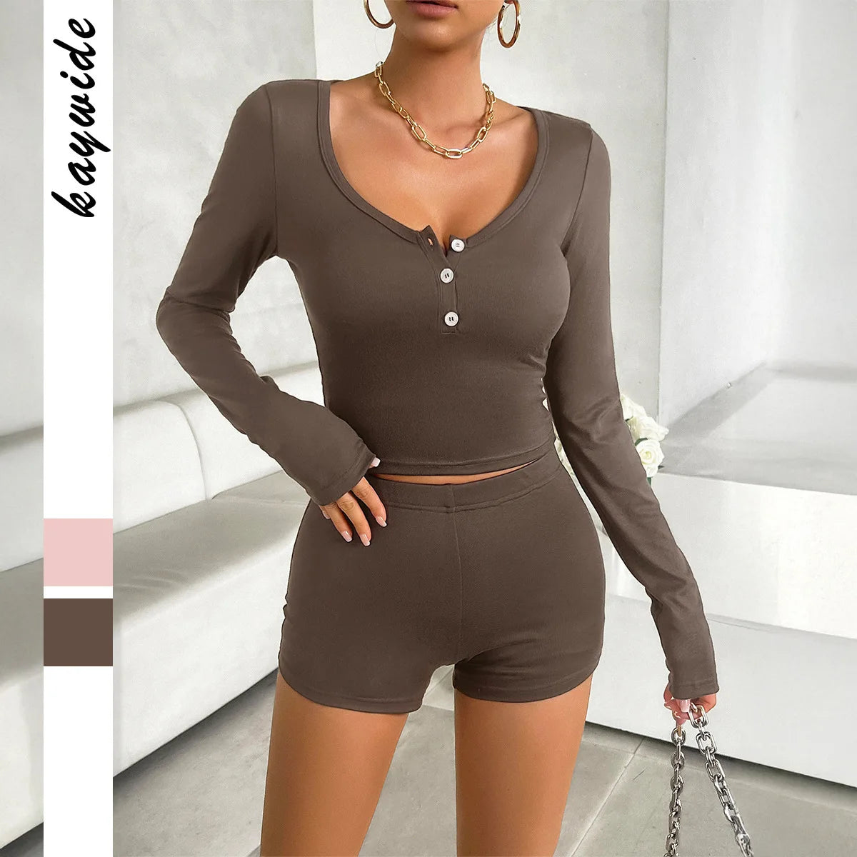 Solid Color Sport Slim Short Pants Sets For Women 2025 Elegant Summer Women's