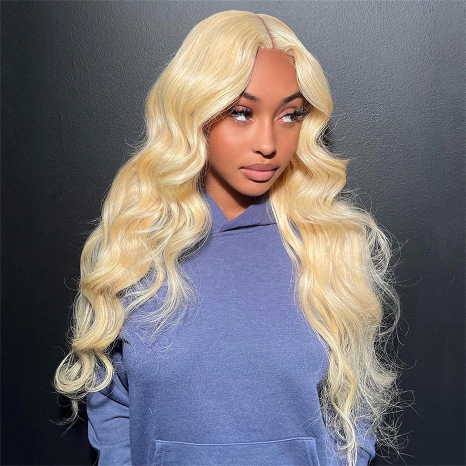 13x6 Highlight Ash Blonde Wigs Human Hair Brazilian Body Wave