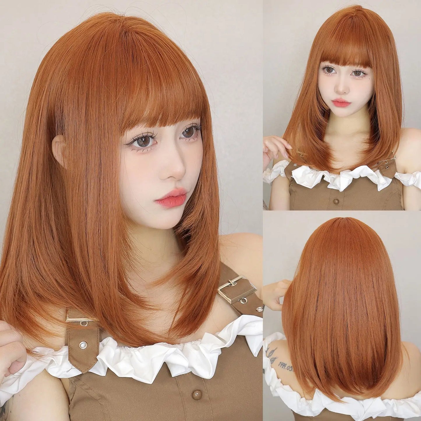 EASIHAIR Brown Straight Layered Wigs for Women Long Natural Hair