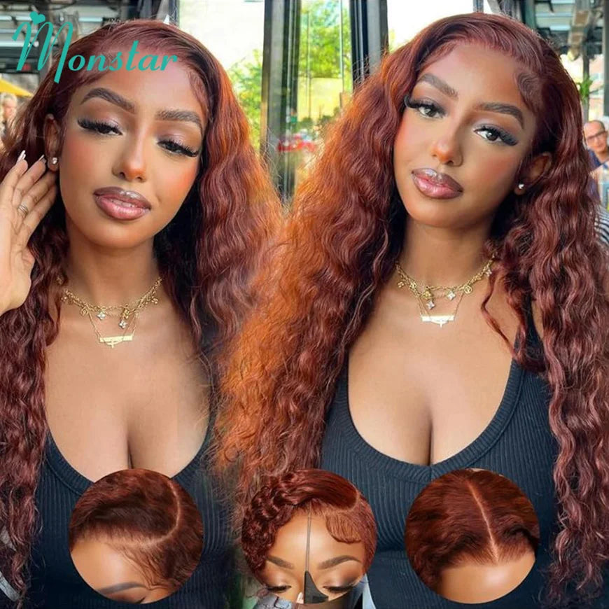 13x6 Hd Colored Copper Ginger Curly Lace Frontal