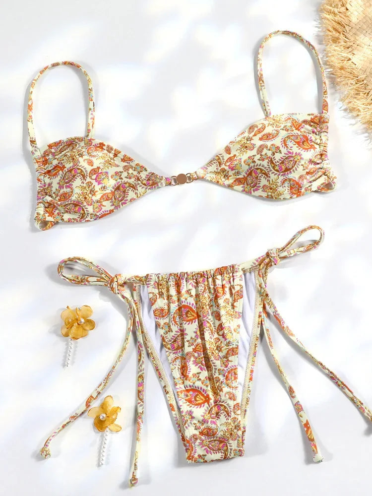 Orange Bikinis High Waist Swimsuit Women
