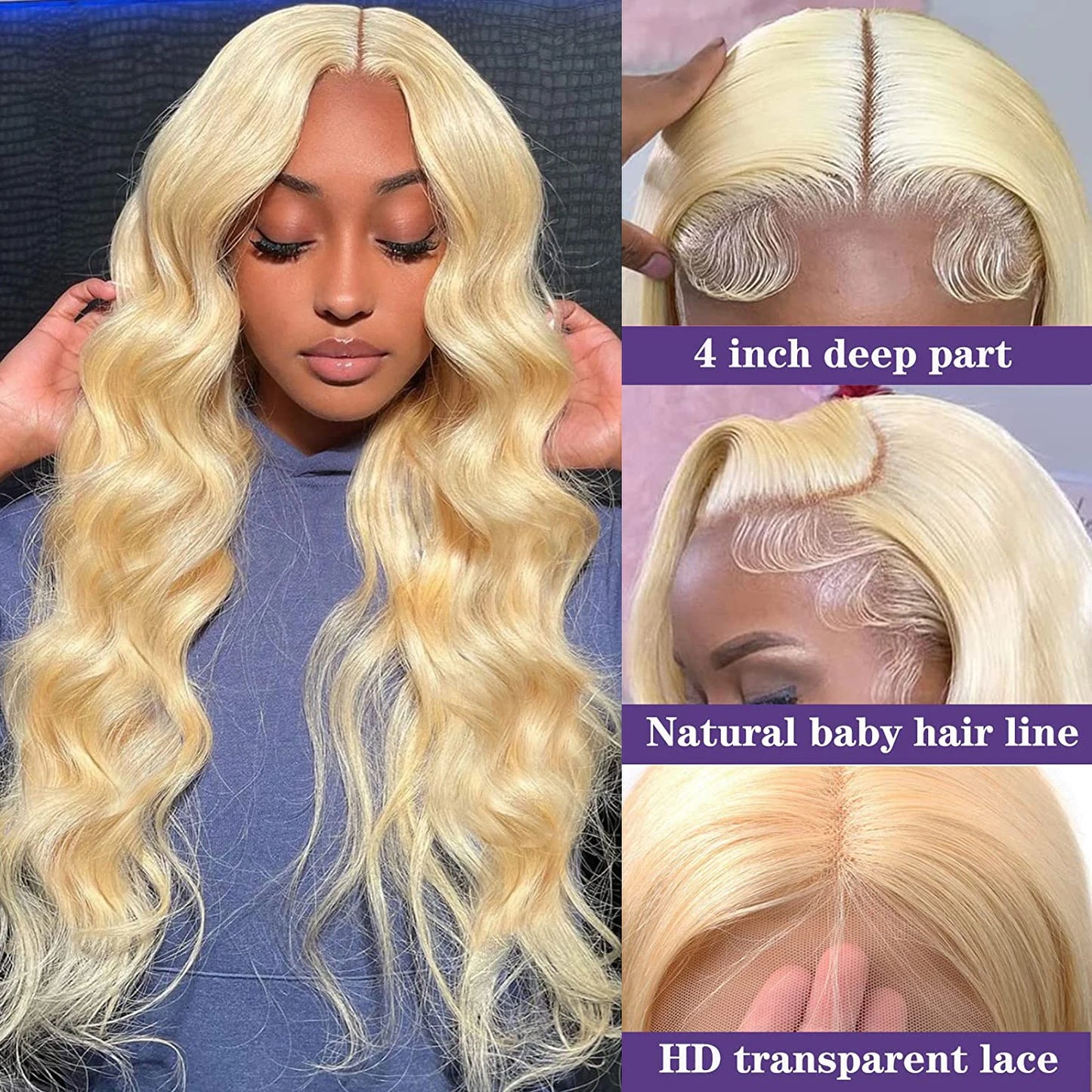 Wiggogo Blonde Lace Front Wig Human Hair Body Wave 613 Hd Lace Frontal Wig