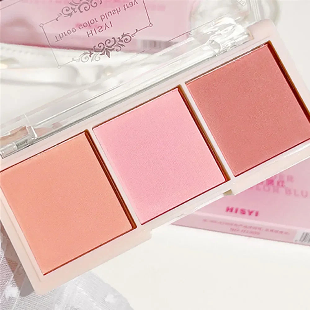 3-Color Cheek Red Plate Nude Makeup Natural Matte