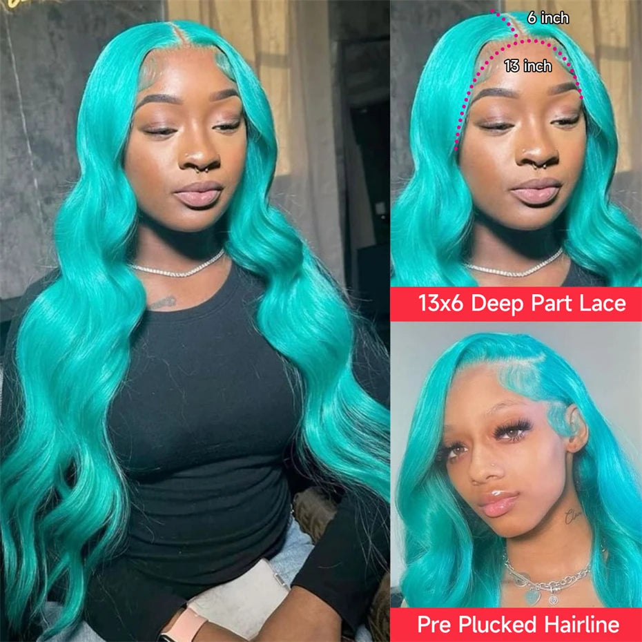13x6 Teal Ocean Blue Lace Front Wig