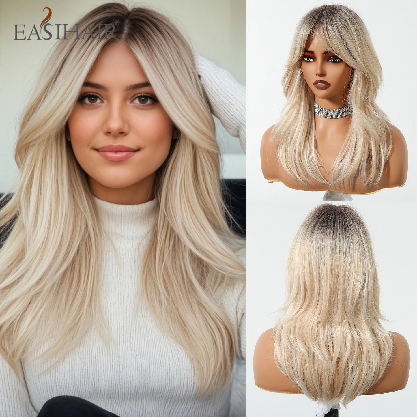 Medium Length Wavy Synthetic Wigs