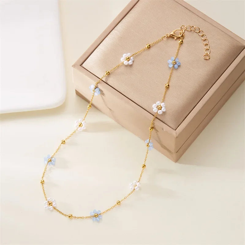 Sweet Cute Crystal Imitation Pearl Flower Bracelets