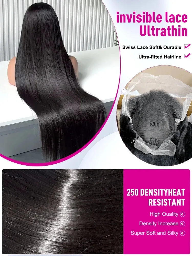 Mossily 30 42 Inch HD 13x6 Lace Frontal Wigs Human Hair