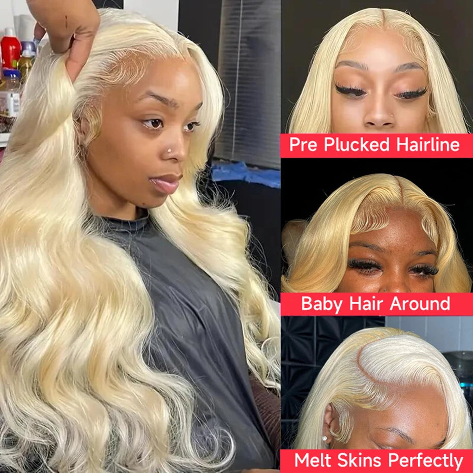 13x6 Highlight Ash Blonde Wigs Human Hair Brazilian Body Wave