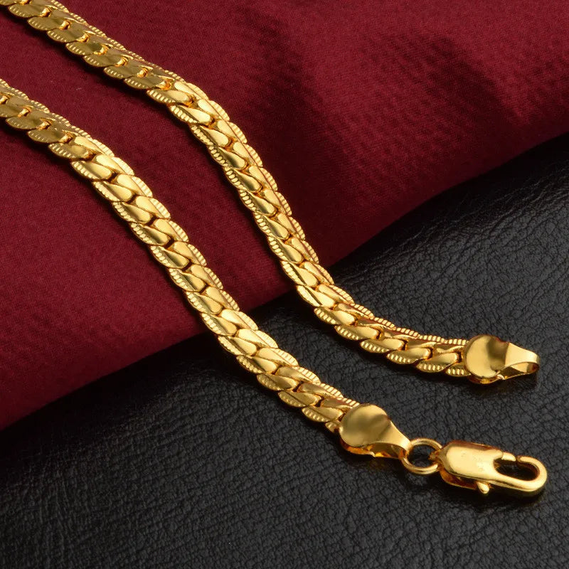 Silver 18K Gold Color 5MM Chain Bracelets Neckalce