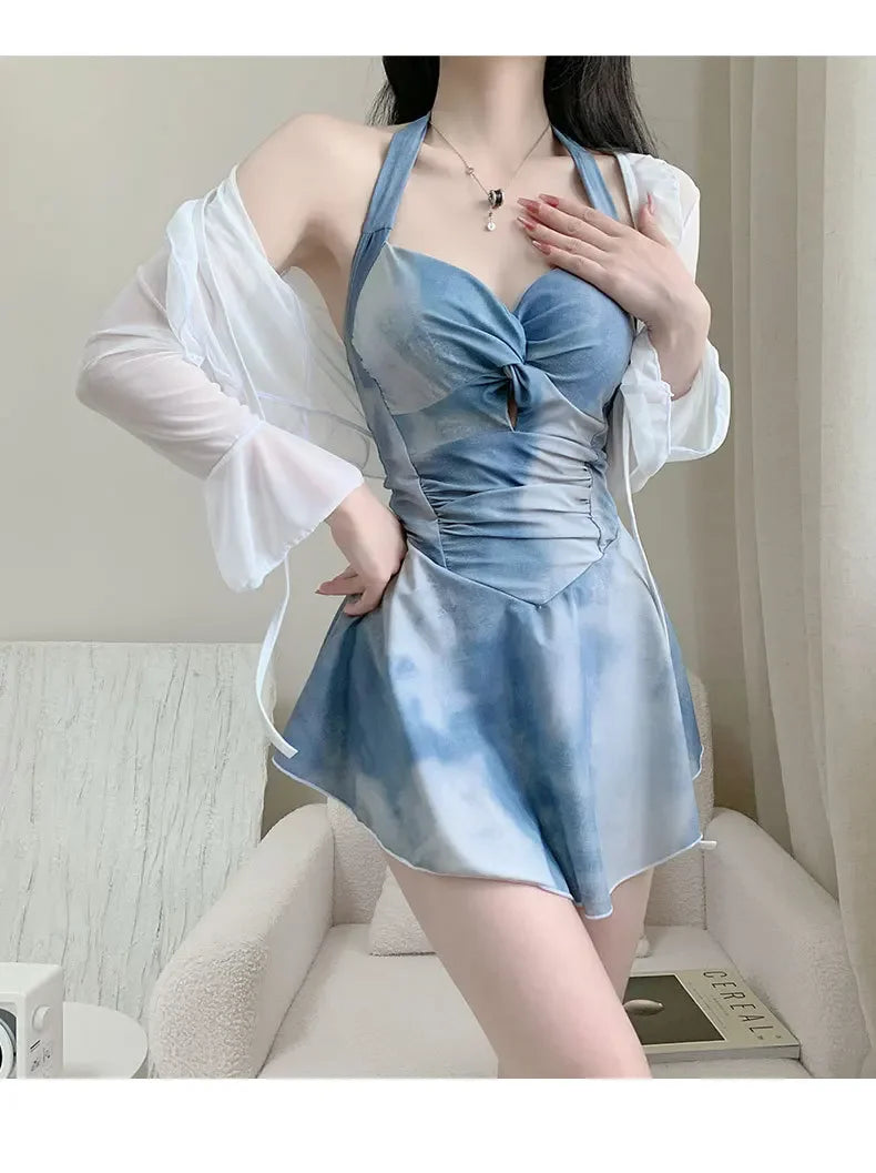New Tenderness Sweet Cute Blue Halter Bikinis
