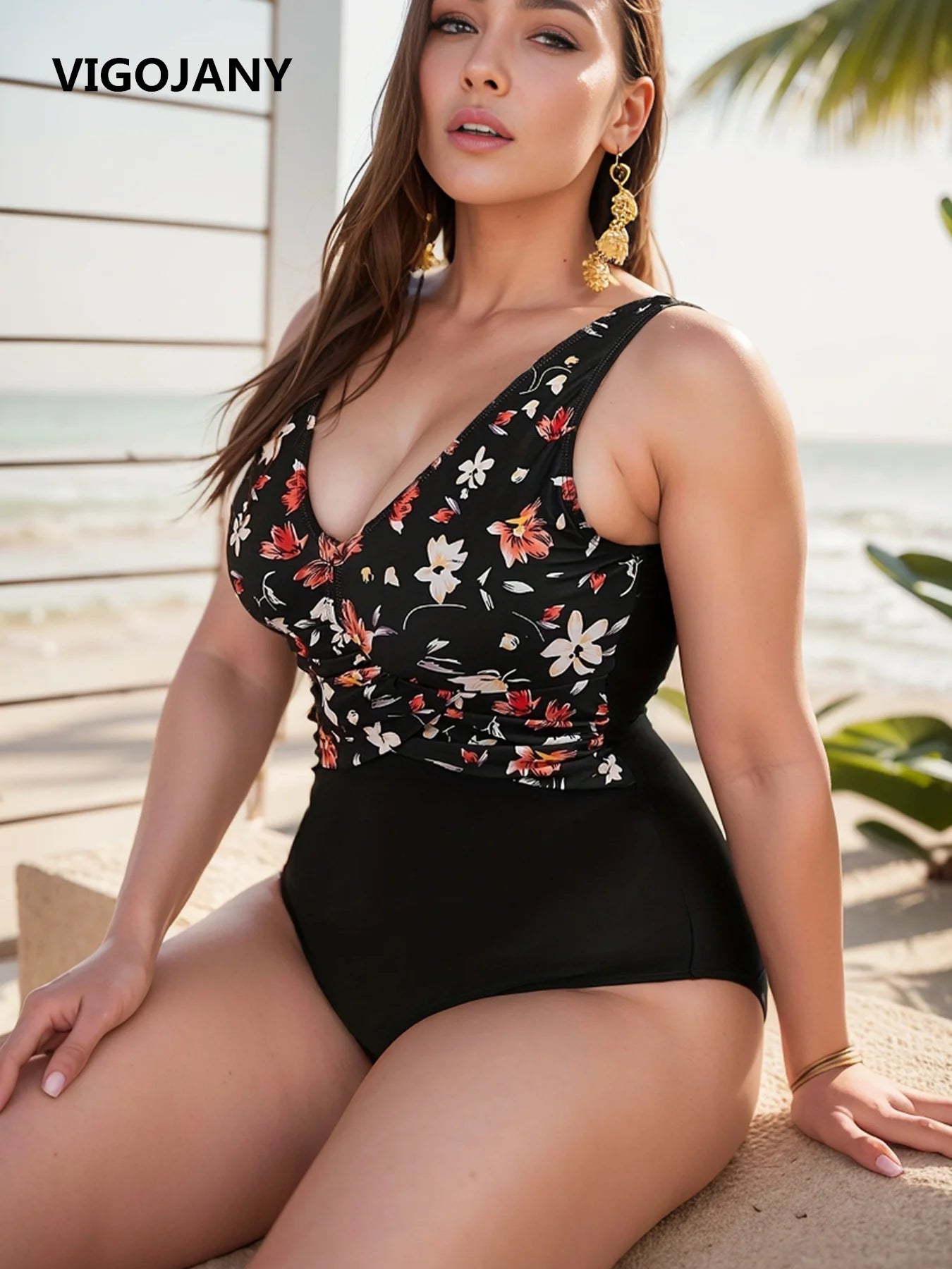 Floral Print Plus Size Swimwear Women 2025 Large