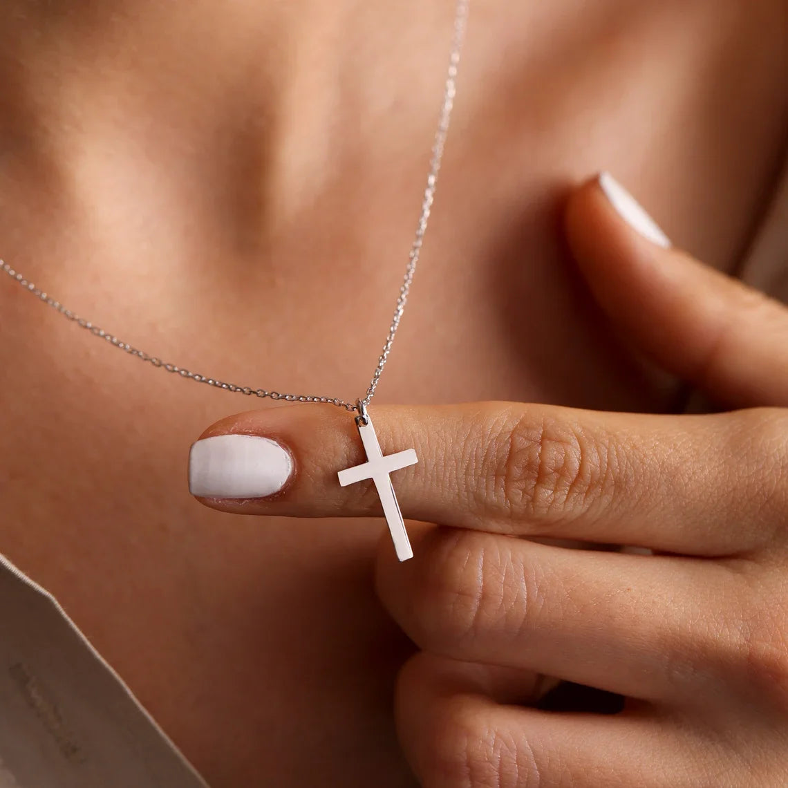 Fashion Stainless Steel Cross Gold Silver Color Necklace for Women