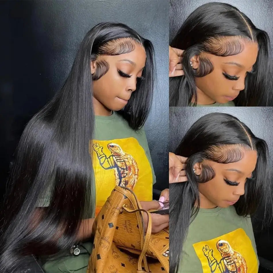 Glueless Bone Straight 4X4 Hd Lace Frontal Wig 13X6 13X4 Black Lace Front Wig Human Hair