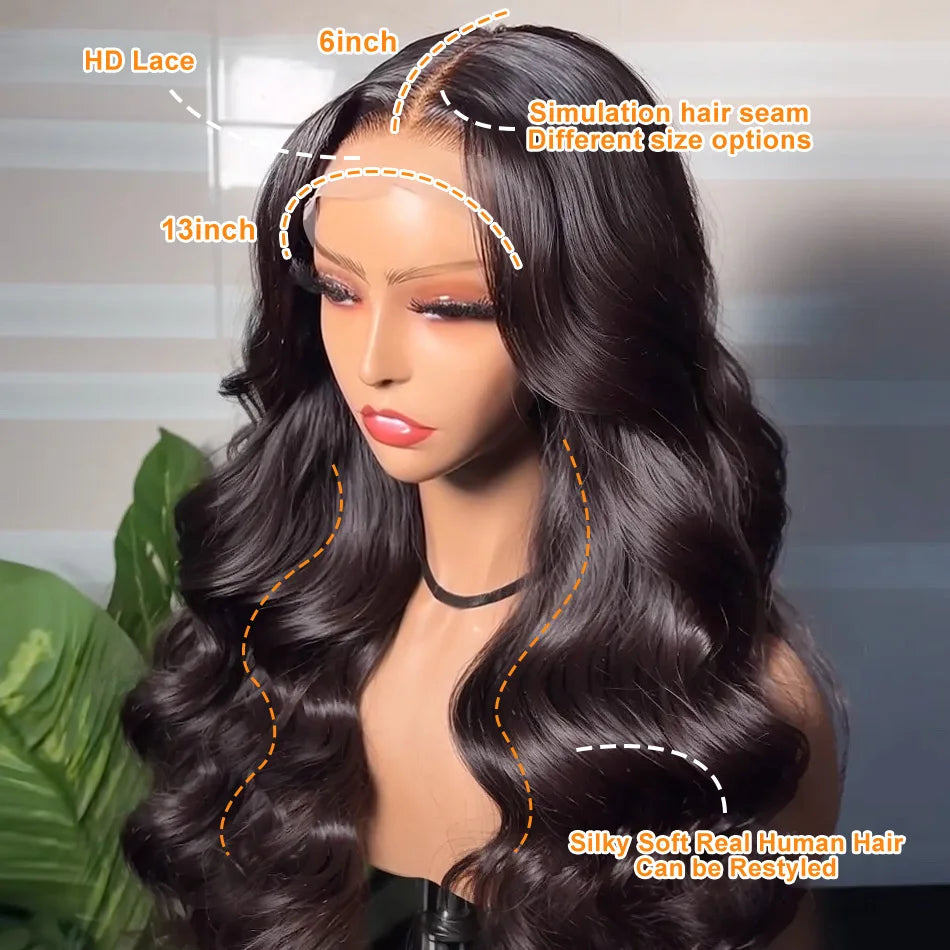 100% Human Hair 13x4 13x6 Lace Frontal Wigs Body