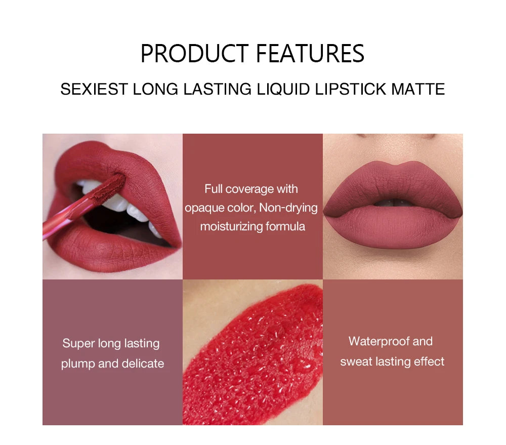 Set of 6 NonStick Cup Liquid lipstick , Long-Lasting Lip