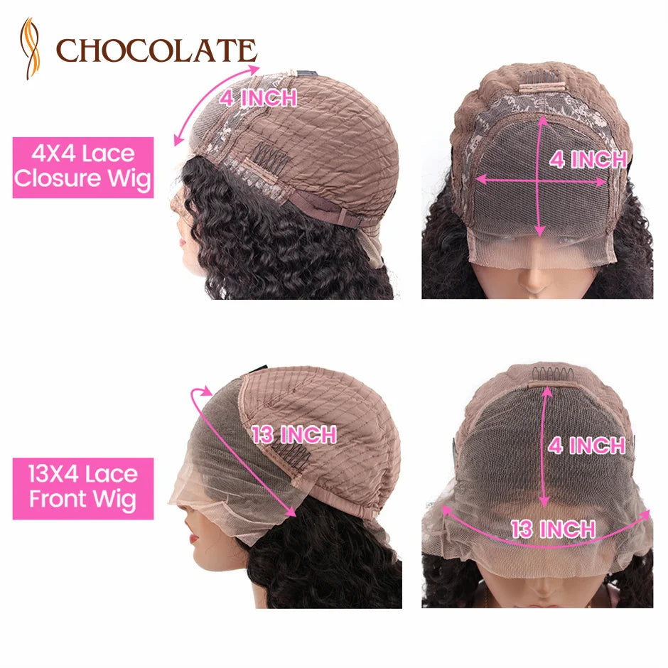 Water Wave 13x4 HD Lace Frontal Wig Deep Curly Human Hair Wigs