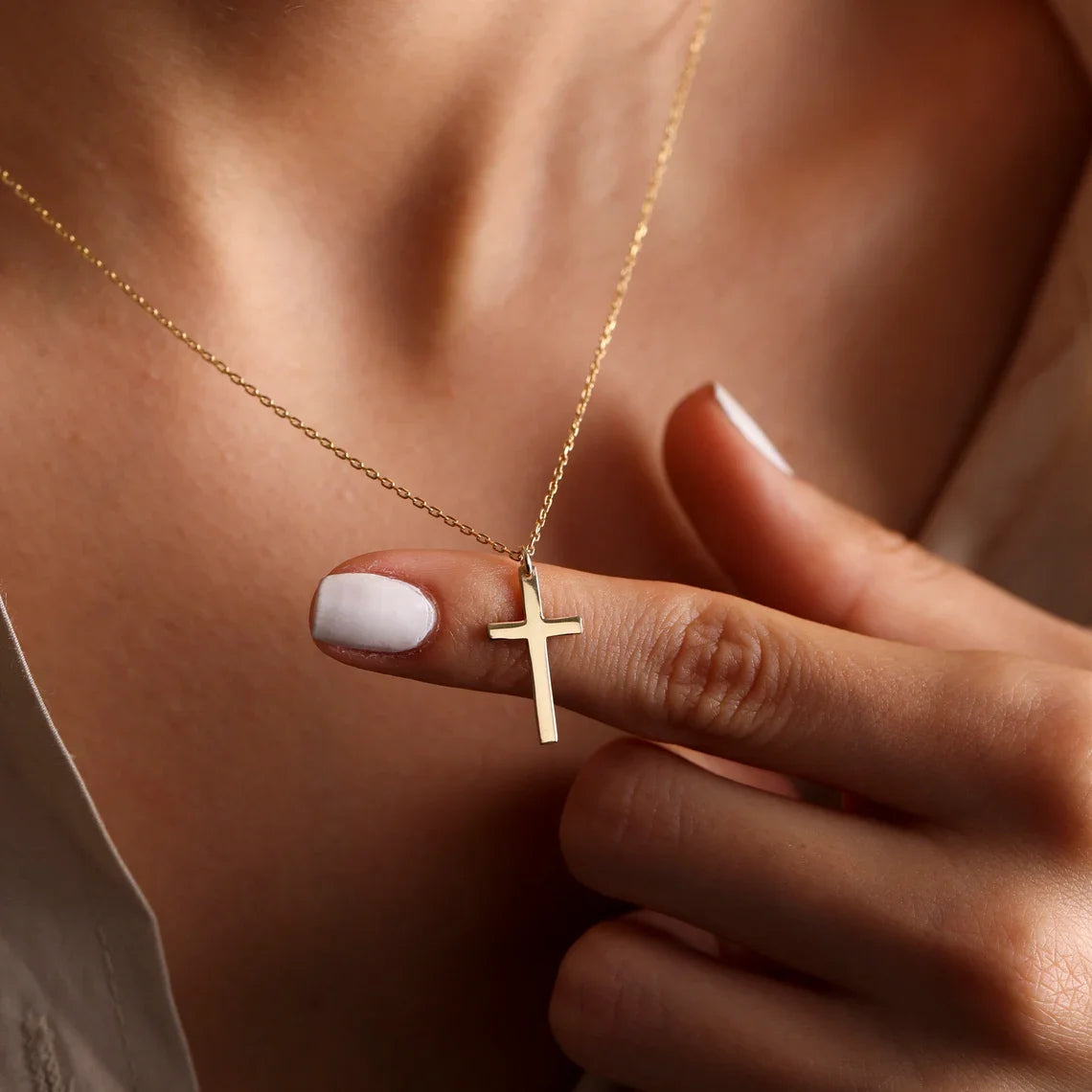 Fashion Stainless Steel Cross Gold Silver Color Necklace for Women