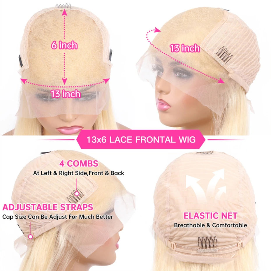 13x6 Highlight Ash Blonde Wigs Human Hair Brazilian Body Wave