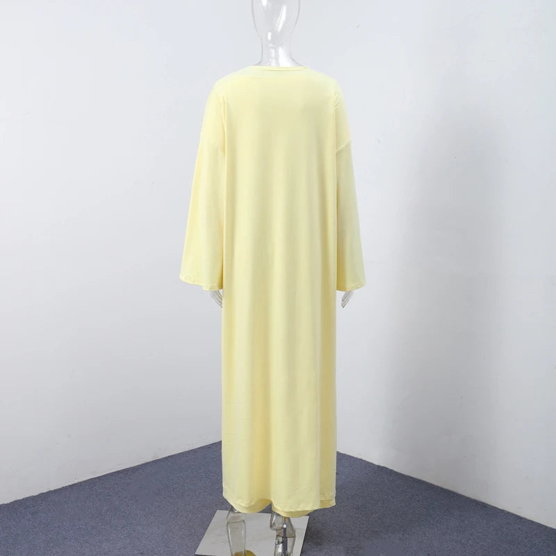 Casual Yellow Women 3 Pieces Suits 2025 V-neck Long Coat