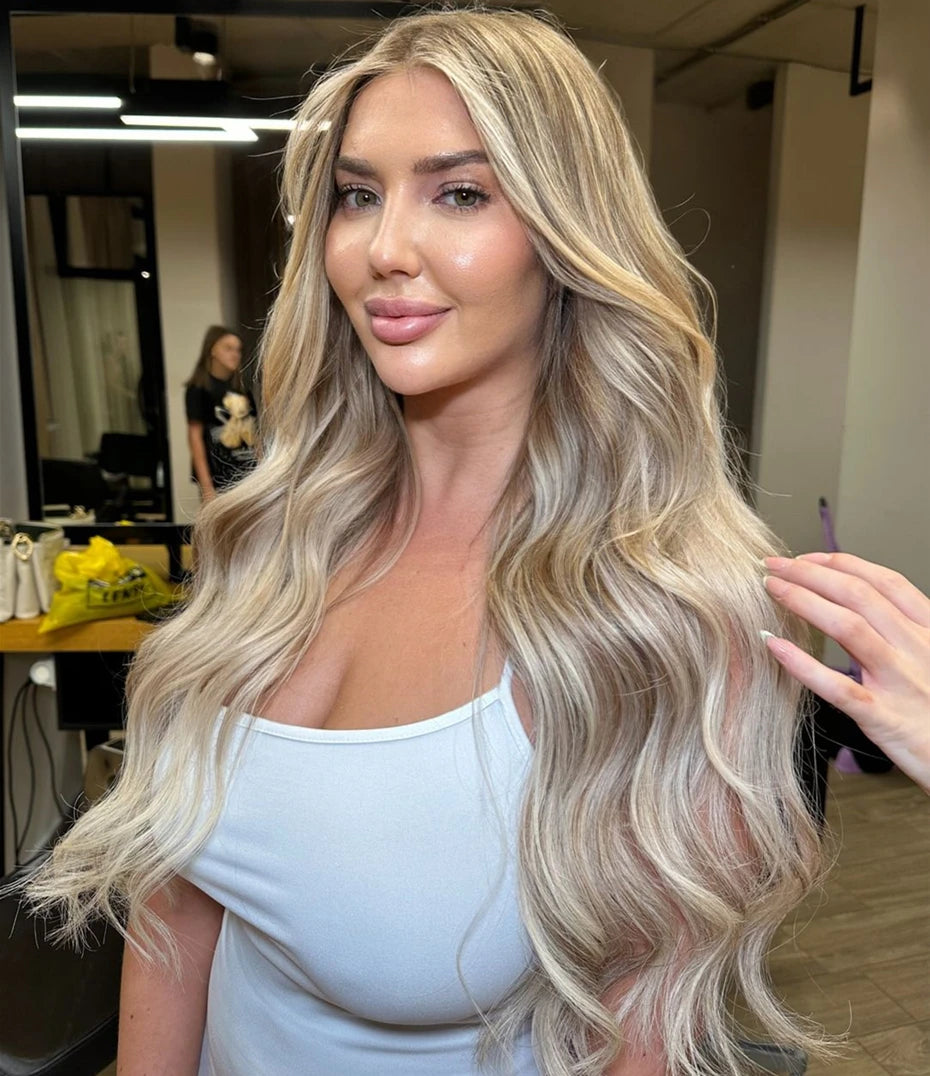 13x6 Highlight Ash Blonde Wigs Human Hair Brazilian Body Wave