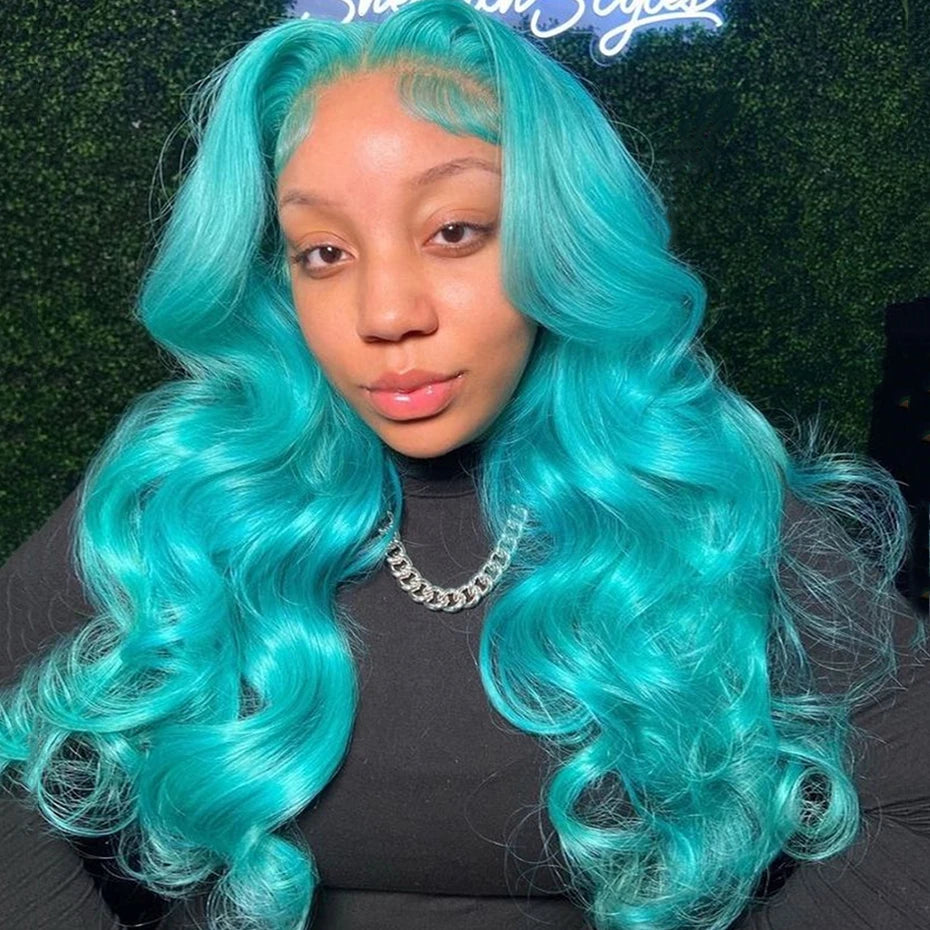 13x6 Teal Ocean Blue Lace Front Wig