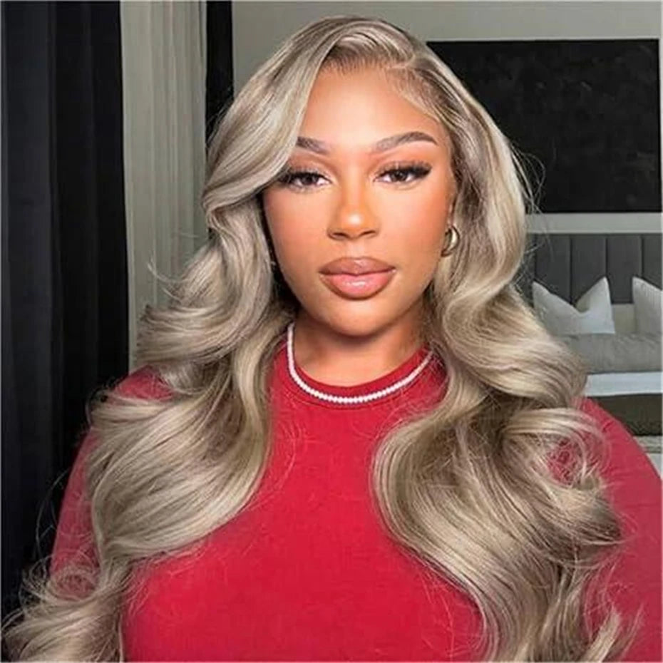 13x6 Highlight Ash Blonde Wigs Human Hair Brazilian Body Wave
