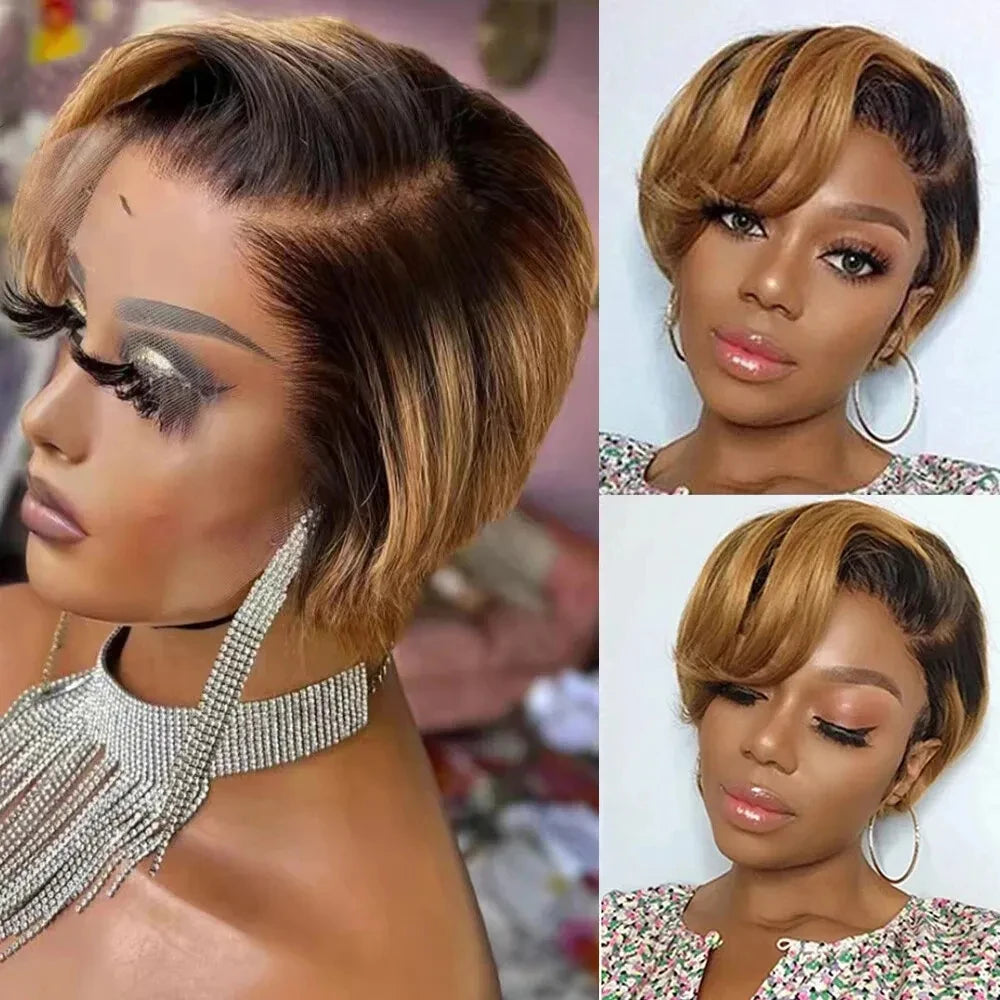 1B 30 Blonde Short Bob Pixie Cut Wig