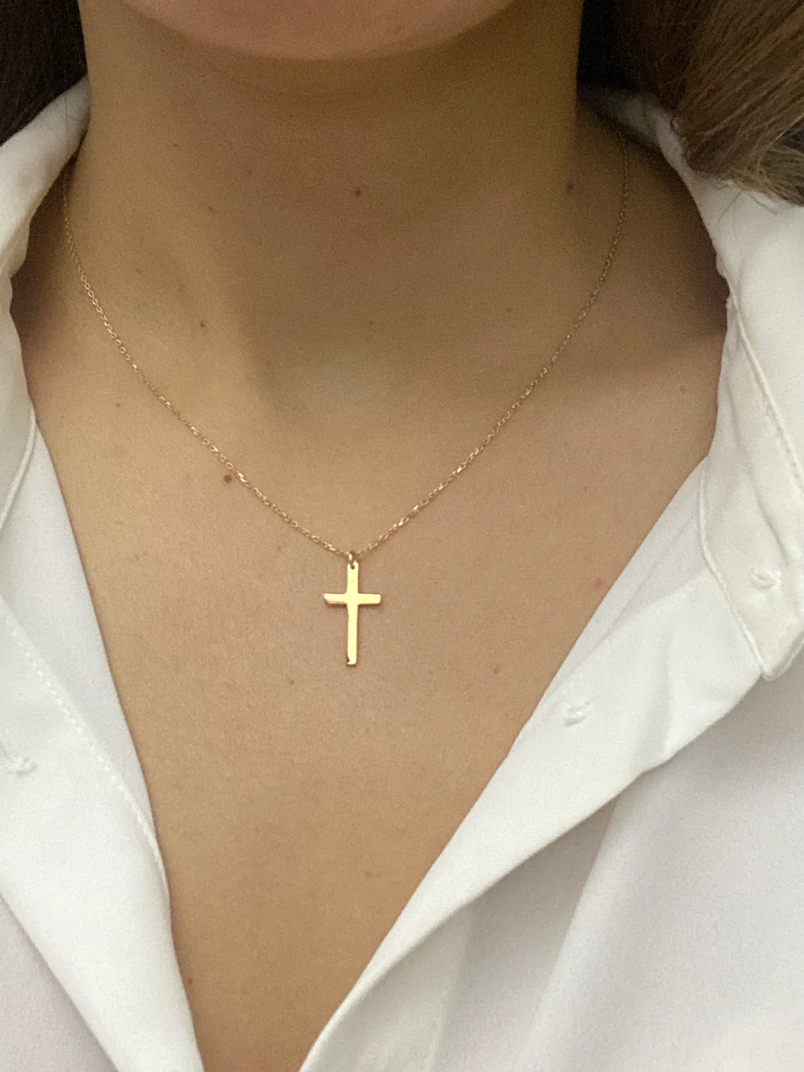 Fashion Stainless Steel Cross Gold Silver Color Necklace for Women