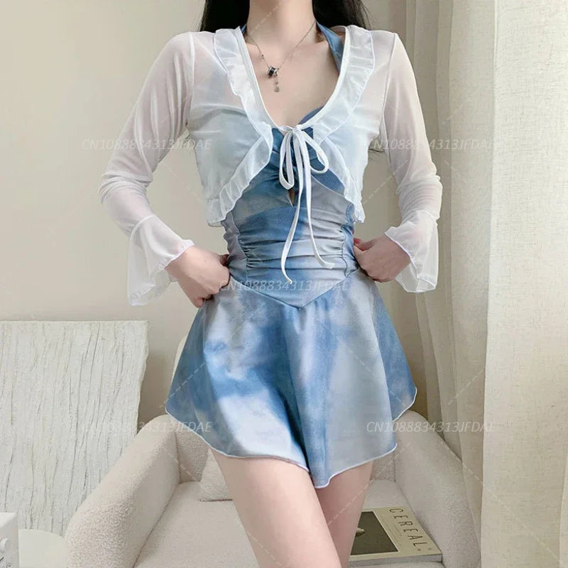 New Tenderness Sweet Cute Blue Halter Bikinis
